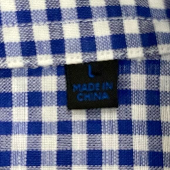 Patrick Assaraf Linen Blend Gingham Shirt. Size Large - Picture 6 of 7